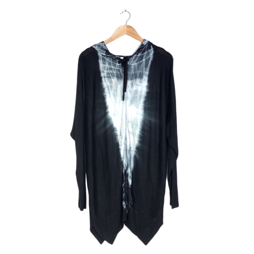 STITCHDROP Black White Tie Dye Hoodie Jacket